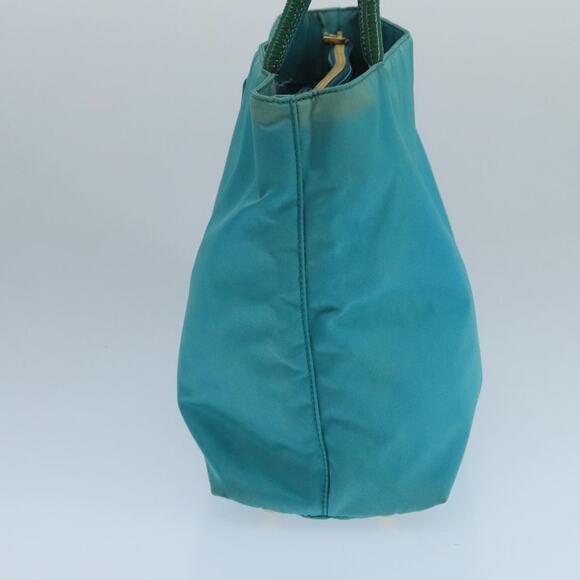 PRADA Tote Bag Nylon Turquoise Blue Gold - Picture 3 of 16